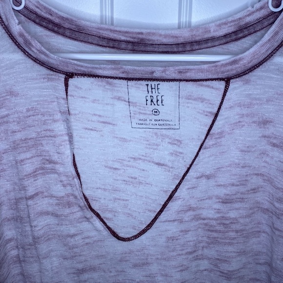 We The Free Purple Short Sleeve Marbled Cut Out Top - Picture 3 of 5